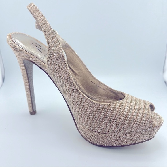 Adrianna Papell Rita Gold Silver Slingback Heels Metallic Platform Women's 6.5 - Picture 3 of 9